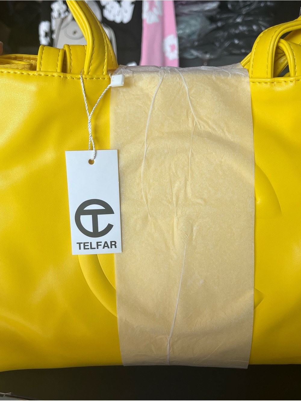Telfar Double-Handle medium Tote in Yellow travel viral TikTok - Picture 2 of 3